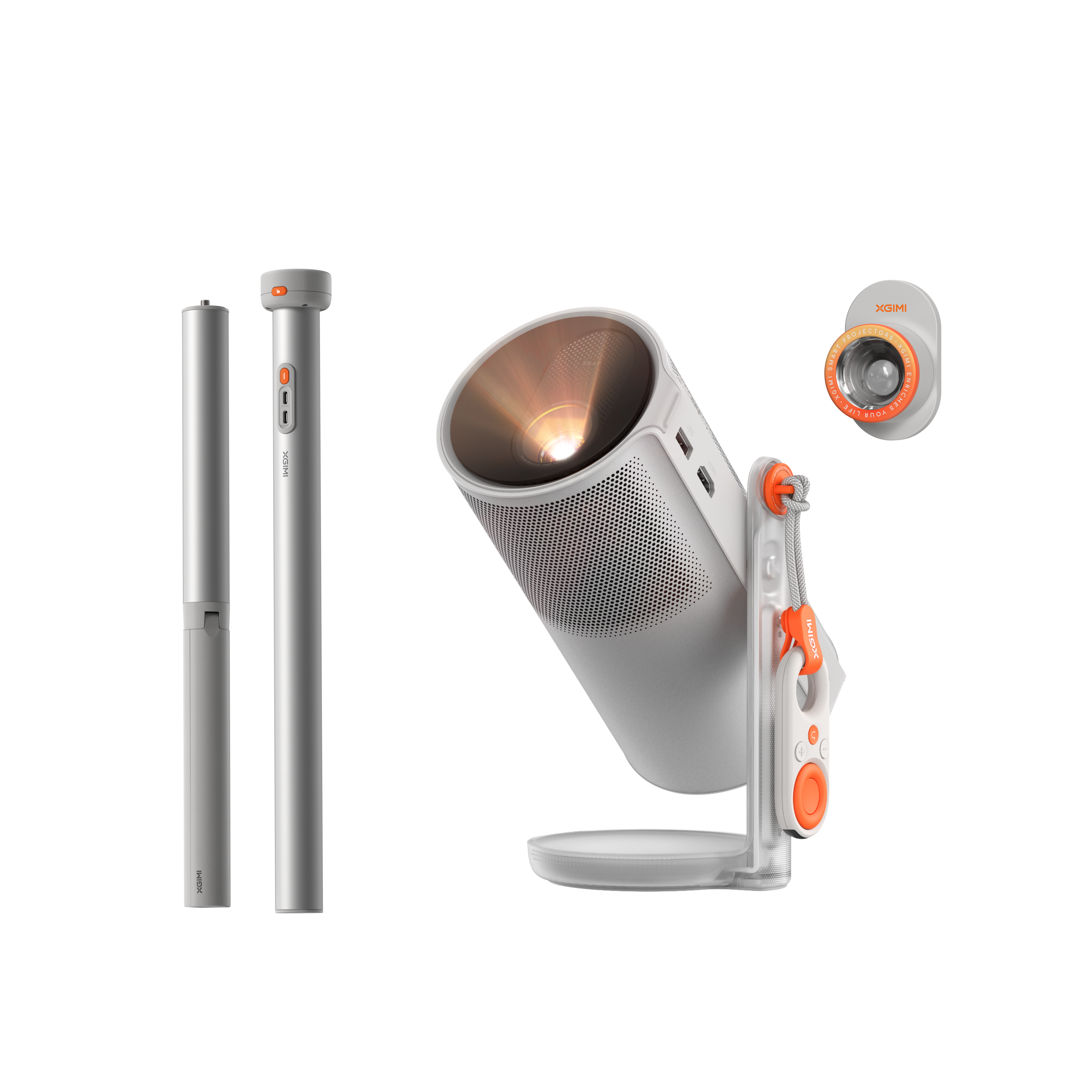 There is a 2-in-1 floor stand, customized for XGIMI MoGo 4 Series projectors, for both mounting and power charging. (Sold Separately)