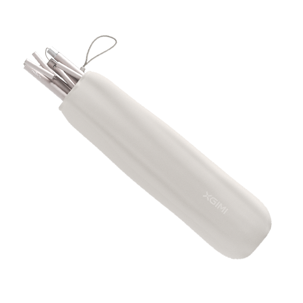 XGIMI portable outdoor screen bundled poles in white storage case.