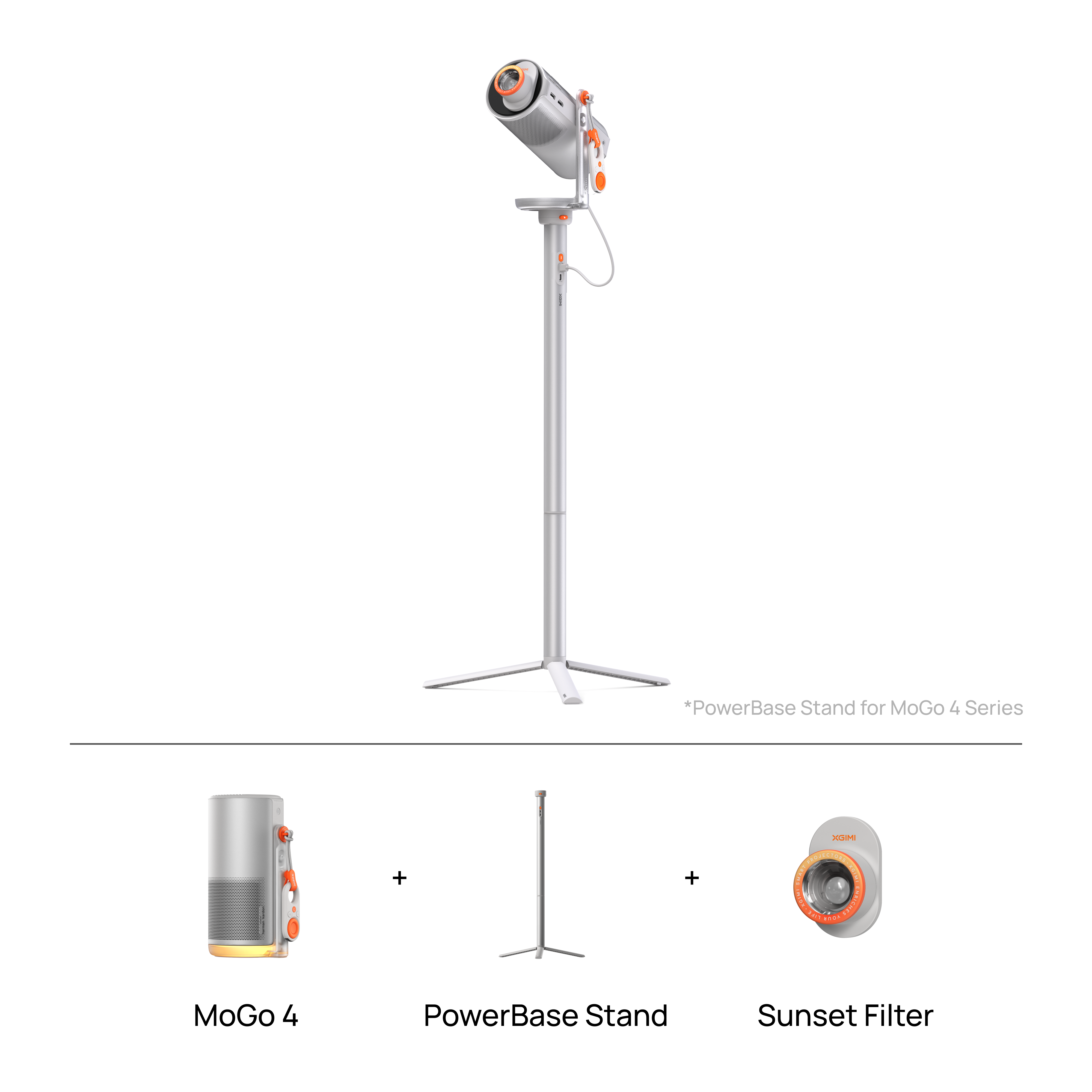 XGIMI PowerBase Stand for MoGo 4 Series doubles as a projector stand for MoGo 4&MoGo 4 Laser and a power bank. 5-hour movie time is ensured with the stand.