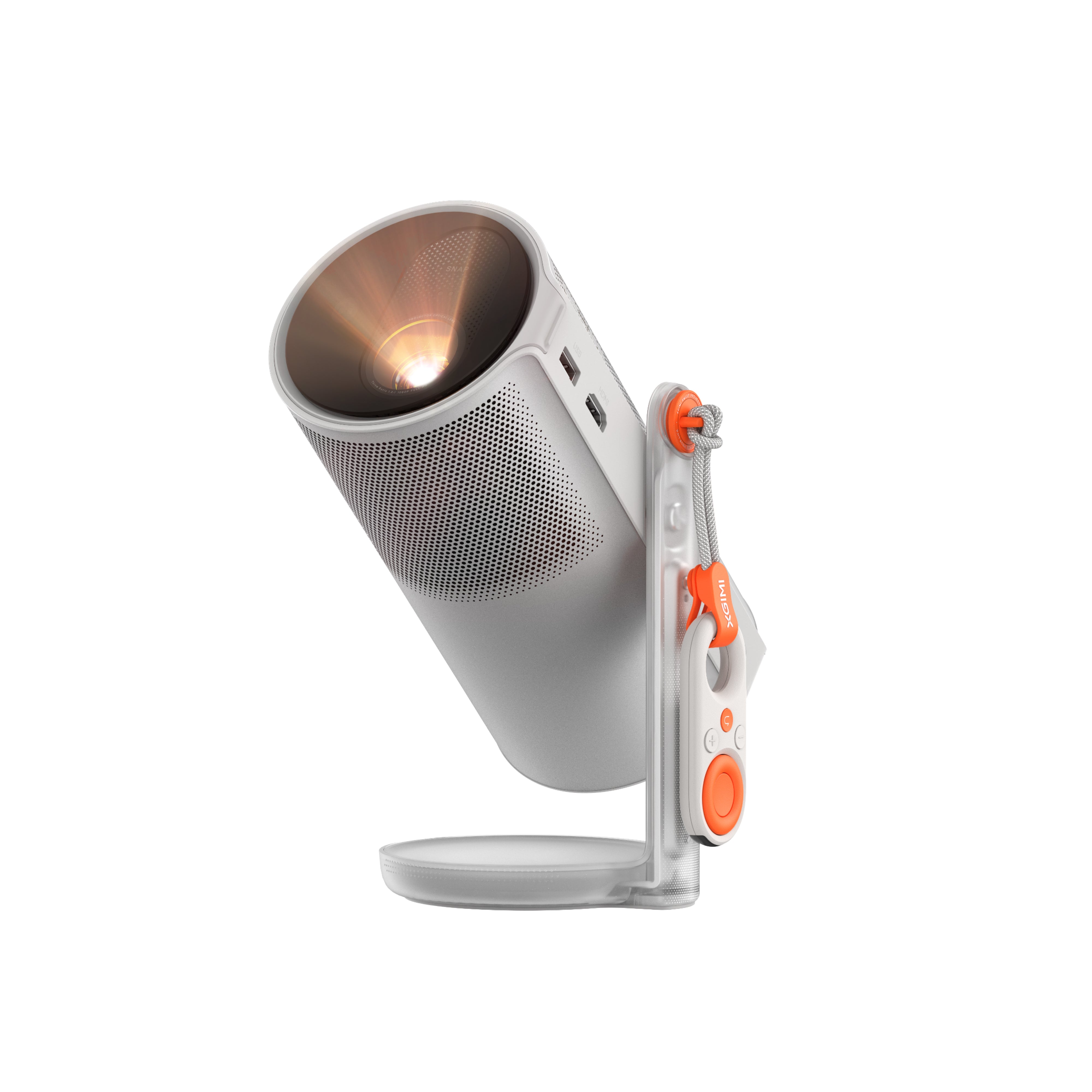 Built with a 360° rotatable stand, MoGo 4 is able to project on any screen, wall, ceiling, tent surface, etc. You can enjoy movies lying on a sofa or in your bed.