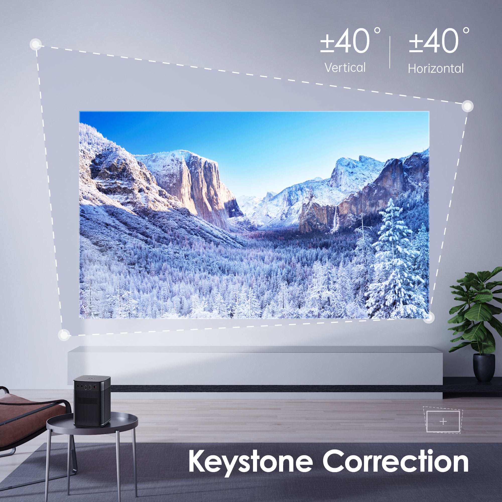 Halo - Smart Portable Projector - Keystone Correction